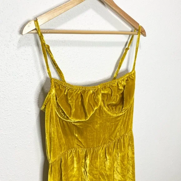 Reformation Inessa Velvet Midi Dress In Turmeric 10 NWT - Picture 6 of 9